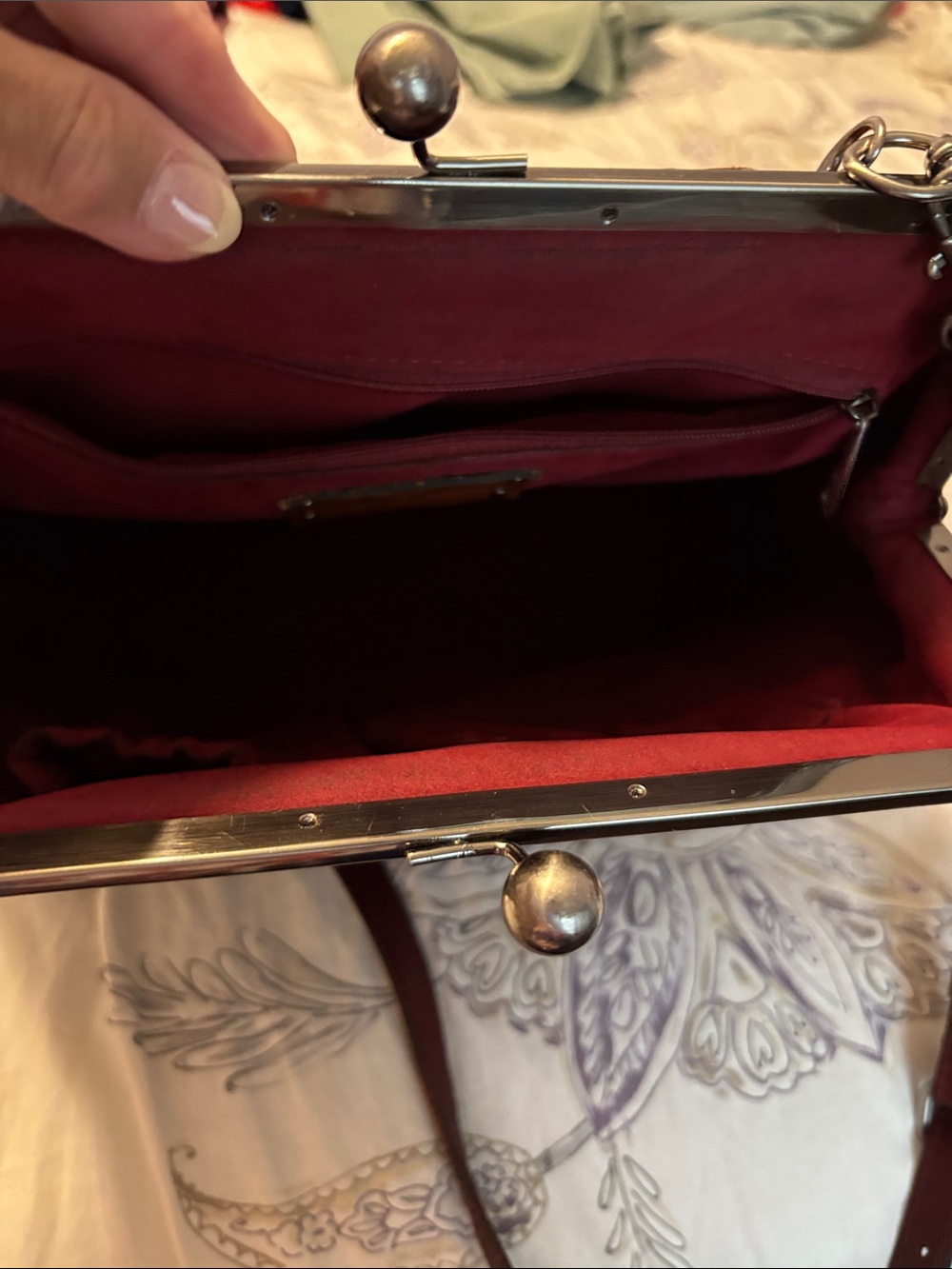 Patricia Nash  Floral Embossed Leather Shoulder Bag - Burgundy - Picture 7 of 16